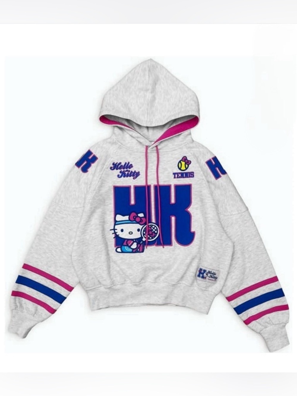 Hello Kitty Tennis Hoodie Ash Heather Pink Blue Plus Size 3X